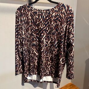 Tribal Black and Cream Patterned Long Sleeve Top